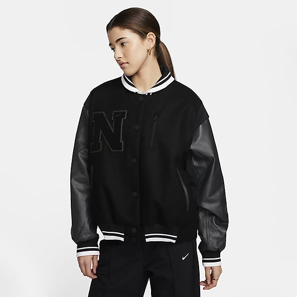 Nike black varsity jacket discount